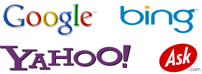Google, Bing, Yahoo, ask.com